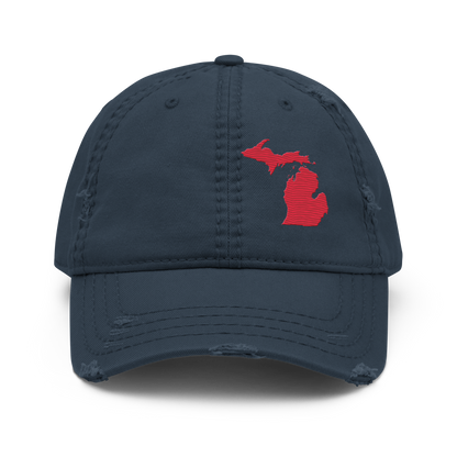 Michigan Distressed Dad Hat | Lighthouse Red Outline