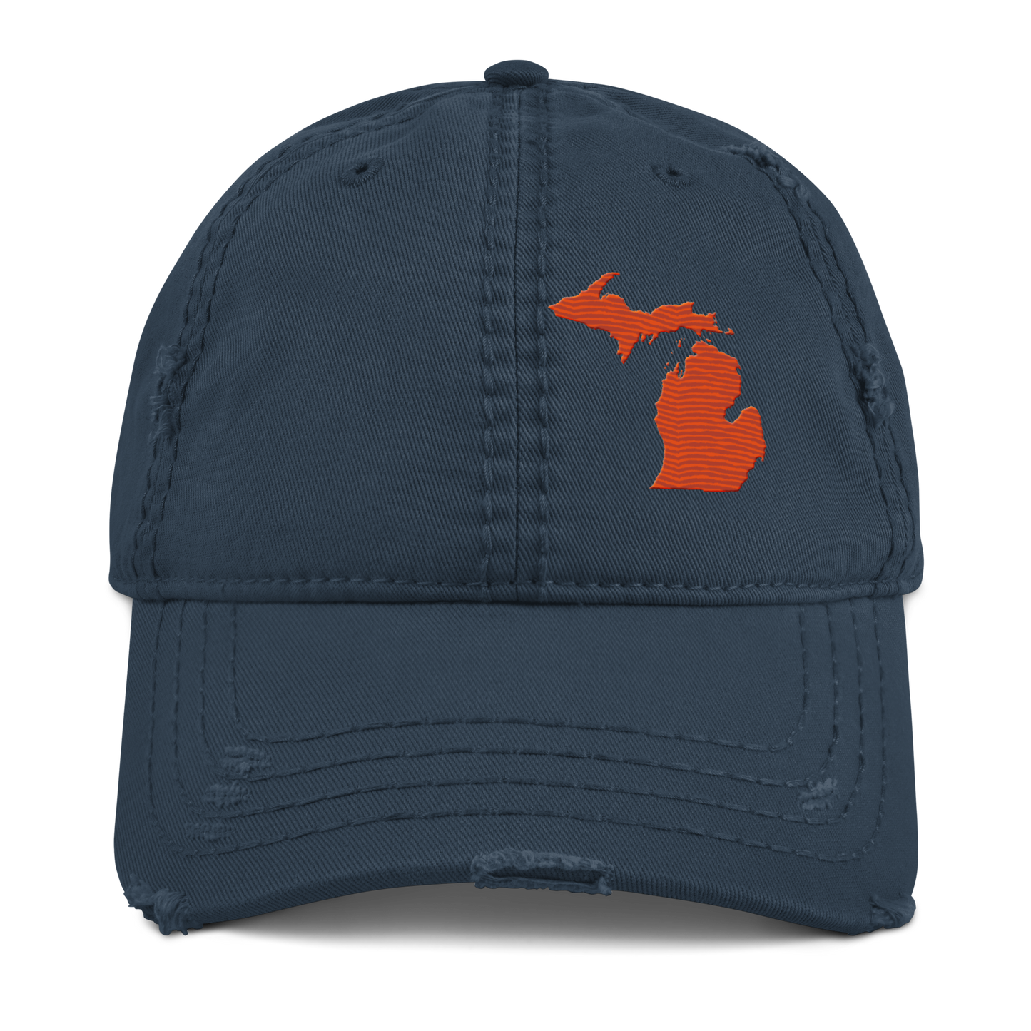 Michigan Distressed Dad Hat | Maple Leaf Orange Outline