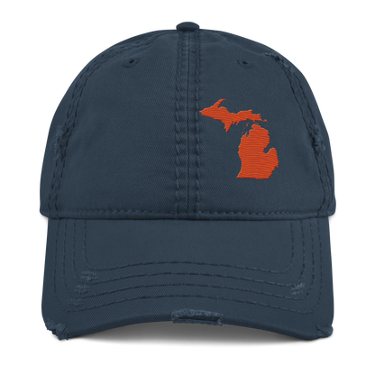 Michigan Distressed Dad Hat | Maple Leaf Orange Outline