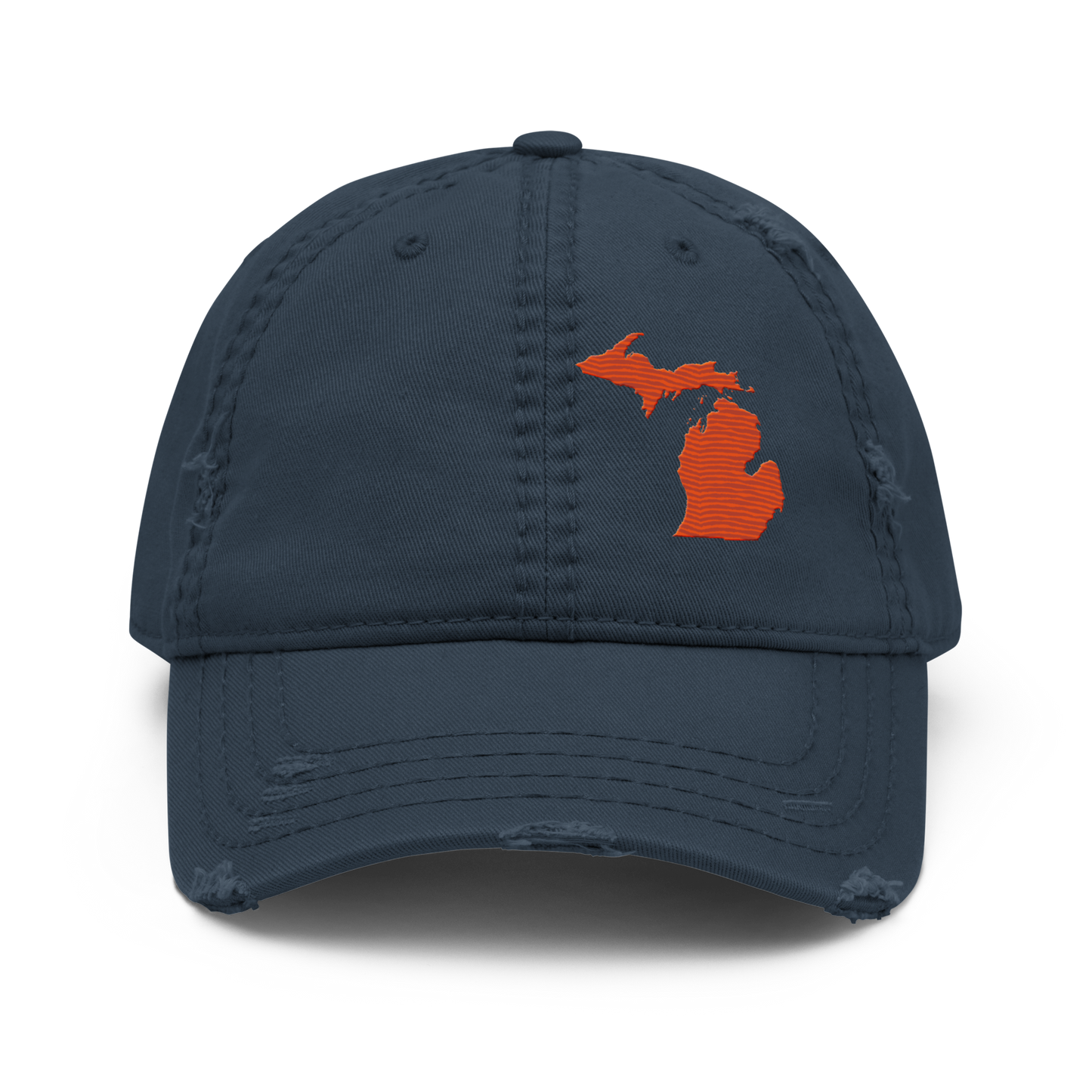 Michigan Distressed Dad Hat | Maple Leaf Orange Outline