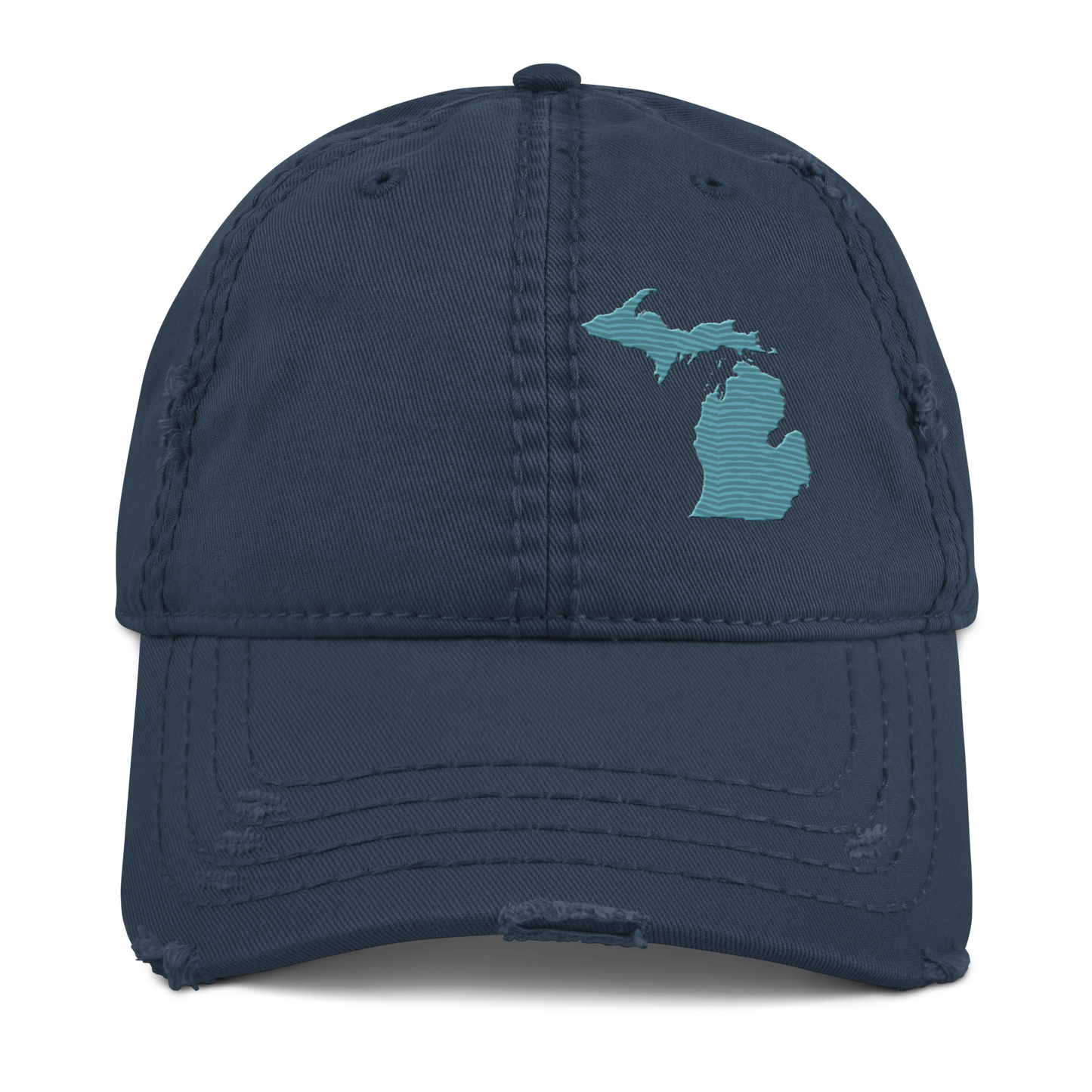 Michigan Distressed Dad Hat | Huron Blue Outline