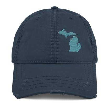 Michigan Distressed Dad Hat | Huron Blue Outline