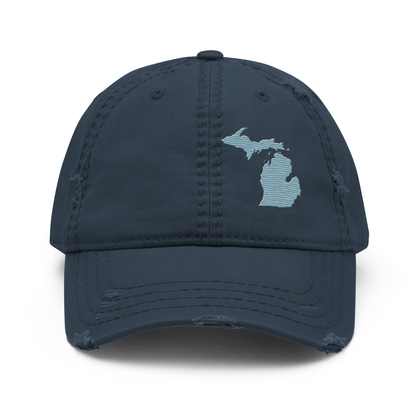 Michigan Distressed Dad Hat | Opal Blue Outline