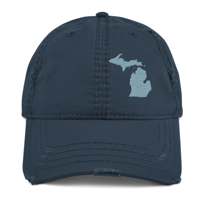 Michigan Distressed Dad Hat | Opal Blue Outline