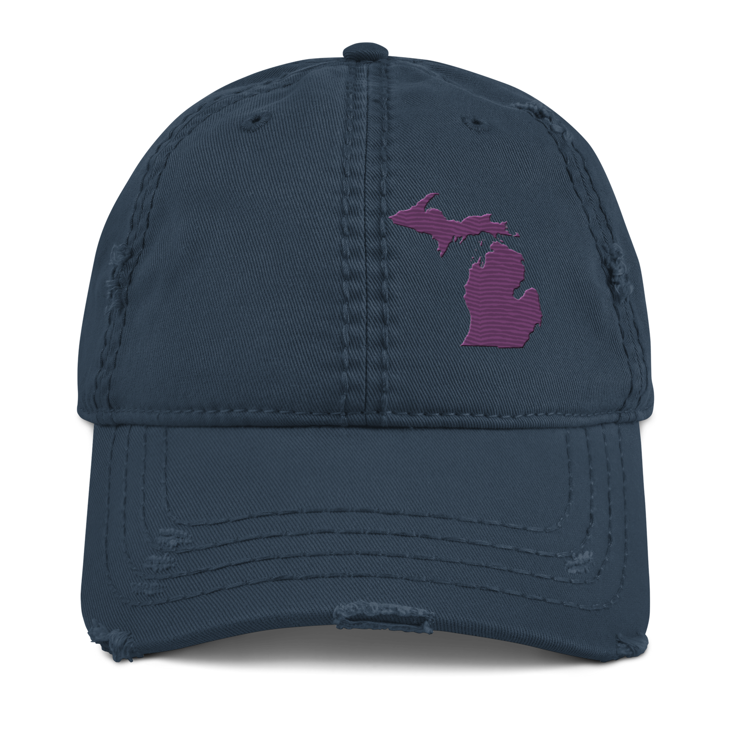 Michigan Distressed Dad Hat | Plum Outline