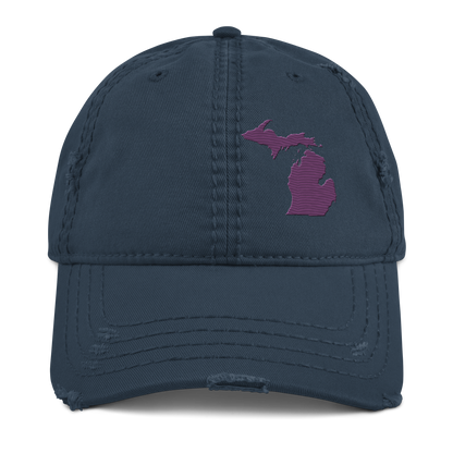 Michigan Distressed Dad Hat | Plum Outline