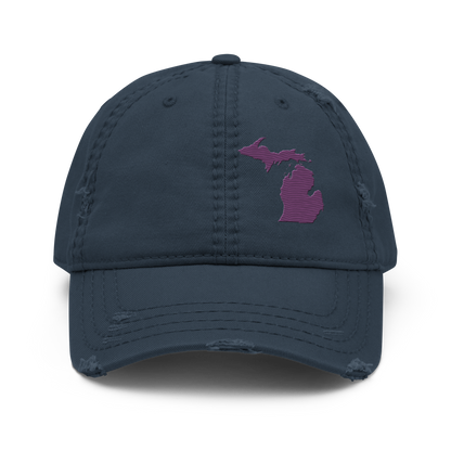 Michigan Distressed Dad Hat | Plum Outline