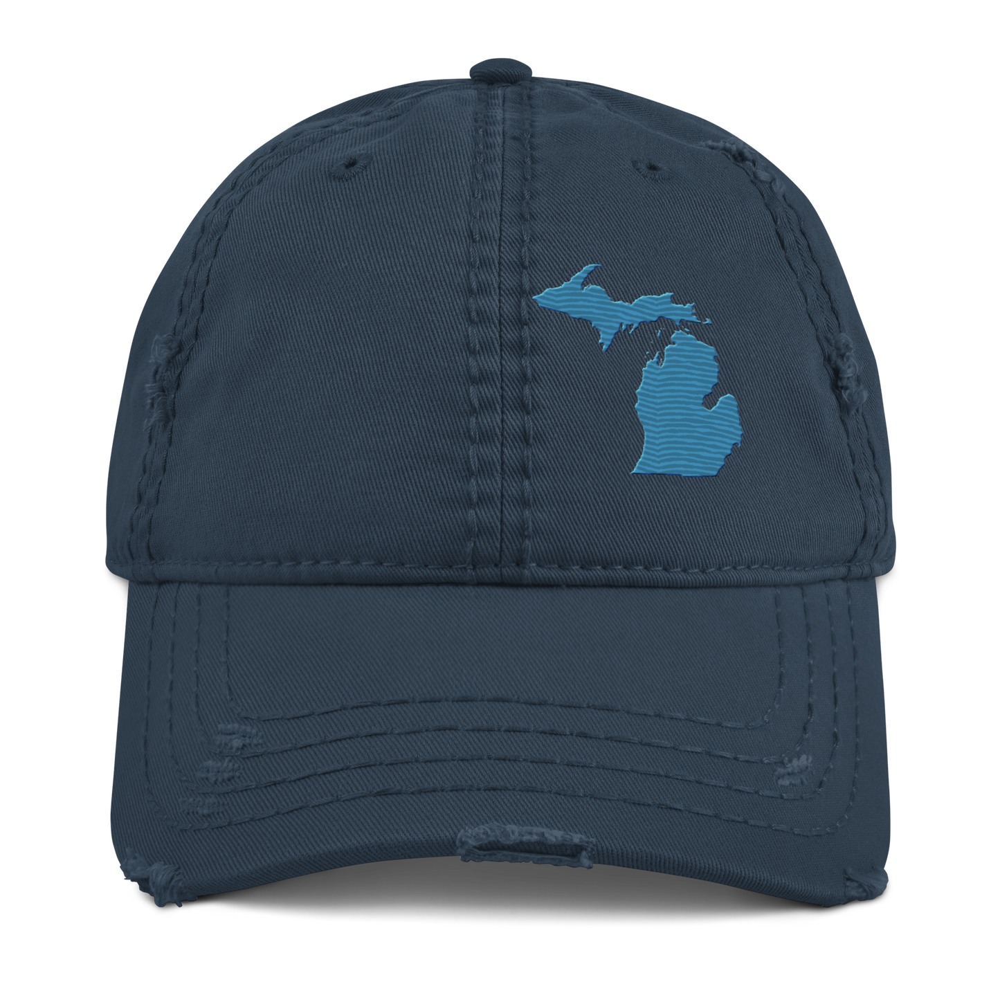 Michigan Distressed Dad Hat | Traverse Blue Outline