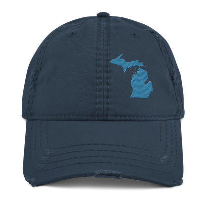 Michigan Distressed Dad Hat | Traverse Blue Outline