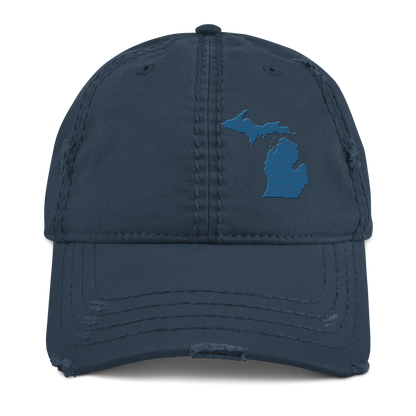 Michigan Distressed Dad Hat | Blueberry Outline