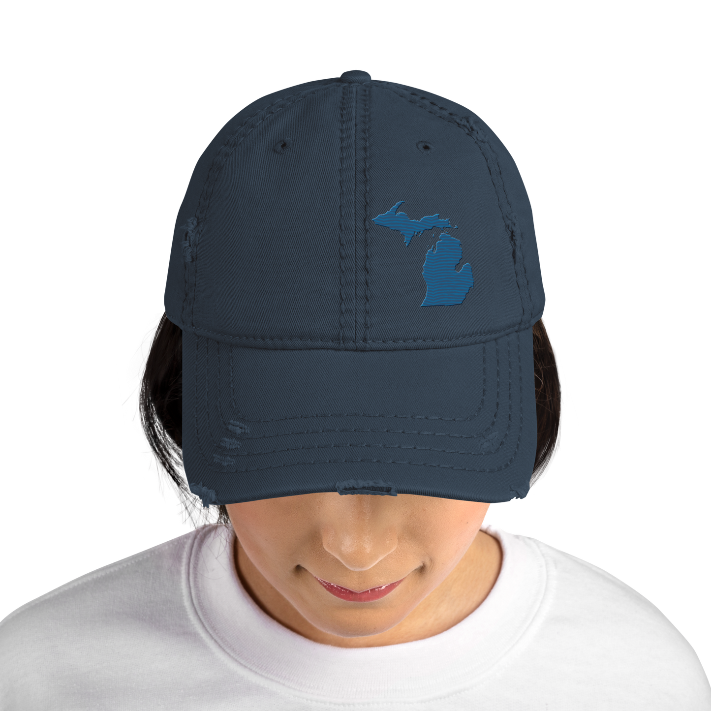 Michigan Distressed Dad Hat | Blueberry Outline