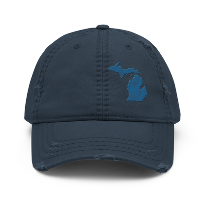 Michigan Distressed Dad Hat | Blueberry Outline