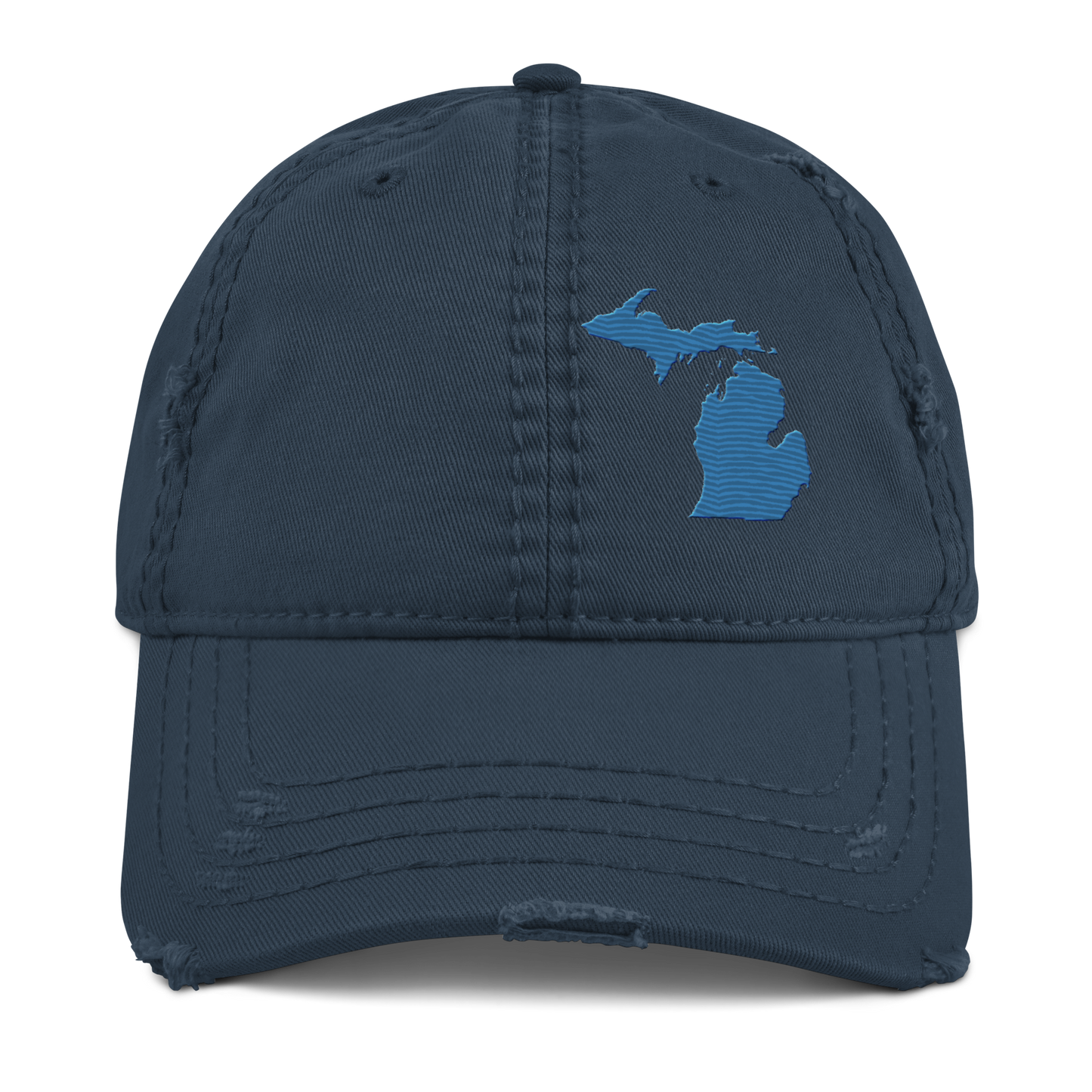 Michigan Distressed Dad Hat | Superior Blue Outline