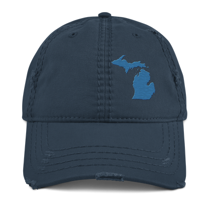 Michigan Distressed Dad Hat | Superior Blue Outline