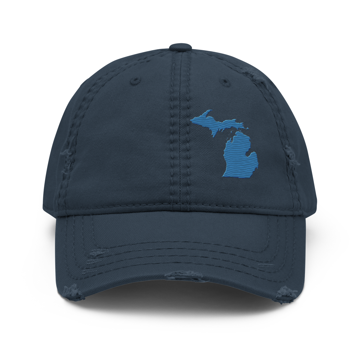 Michigan Distressed Dad Hat | Superior Blue Outline