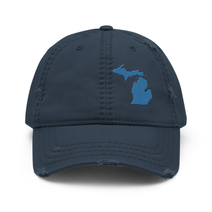 Michigan Distressed Dad Hat | Superior Blue Outline