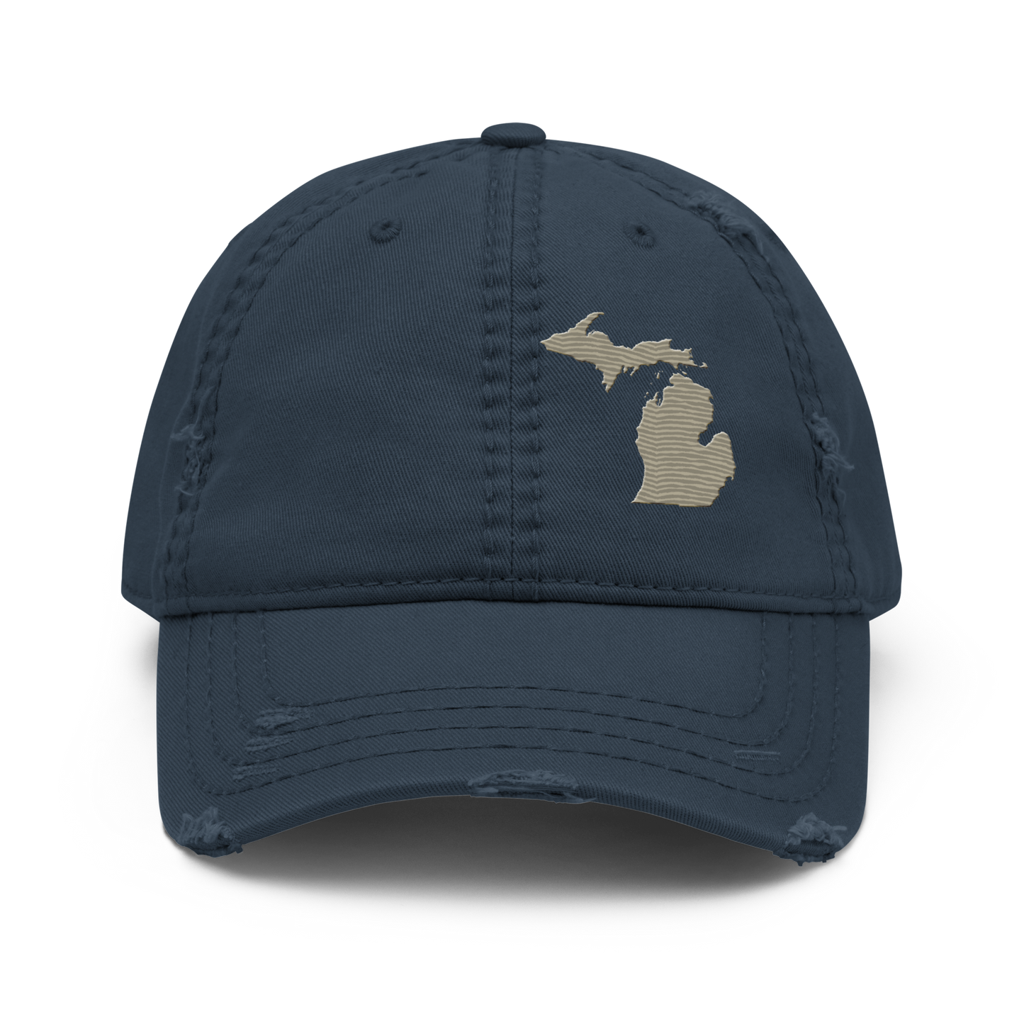 Michigan Distressed Dad Hat | Petoskey Beige Outline