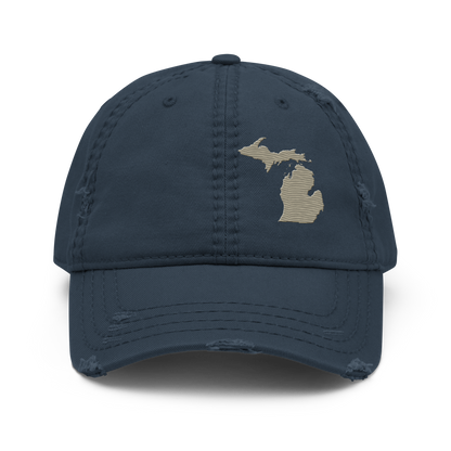 Michigan Distressed Dad Hat | Petoskey Beige Outline