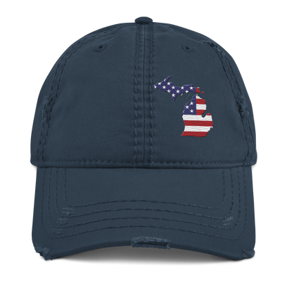 Michigan Distressed Dad Hat | Patriotic Outline