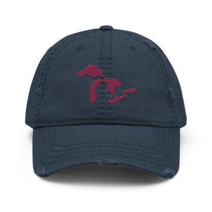 Great Lakes Distressed Dad Hat | Ruby Red