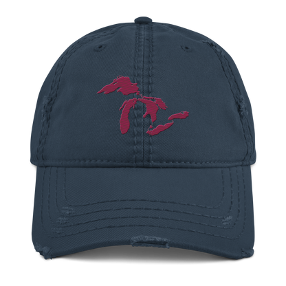 Great Lakes Distressed Dad Hat | Ruby Red