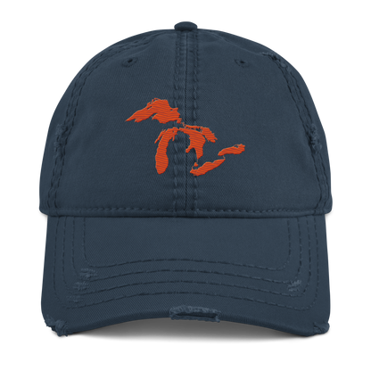 Great Lakes Distressed Dad Hat | Maple Leaf Orange