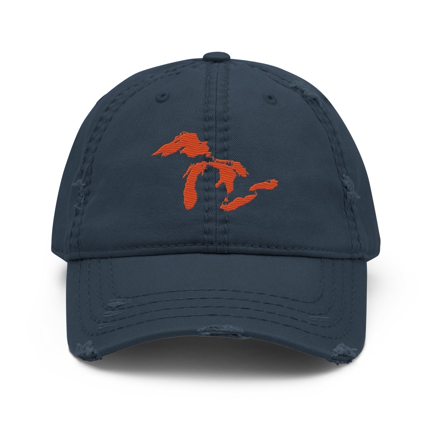 Great Lakes Distressed Dad Hat | Maple Leaf Orange