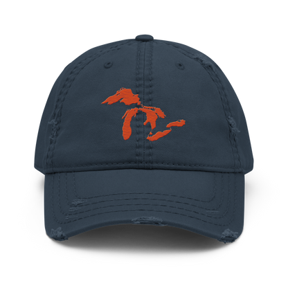 Great Lakes Distressed Dad Hat | Maple Leaf Orange