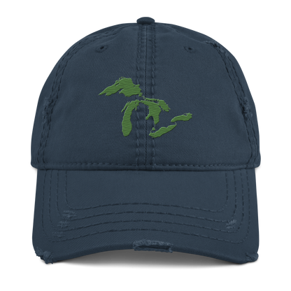 Great Lakes Distressed Dad Hat | Pine Green