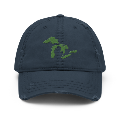 Great Lakes Distressed Dad Hat | Pine Green