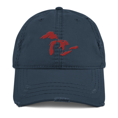 Great Lakes Distressed Dad Hat | Thimbleberry Red