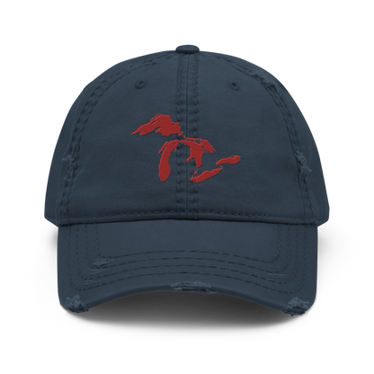 Great Lakes Distressed Dad Hat | Thimbleberry Red