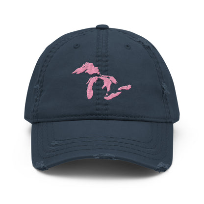 Great Lakes Distressed Dad Hat | Caddie Pink