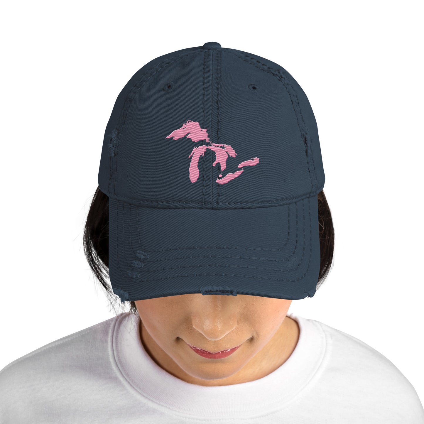 Great Lakes Distressed Dad Hat | Caddie Pink