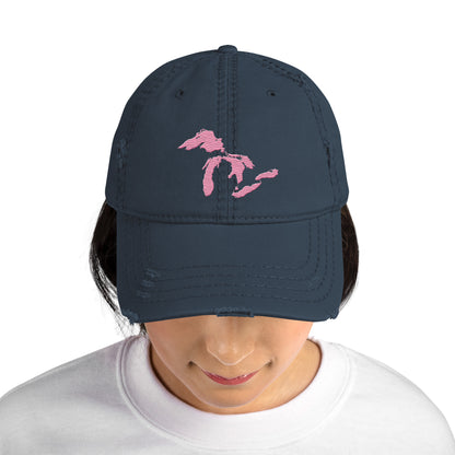 Great Lakes Distressed Dad Hat | Caddie Pink