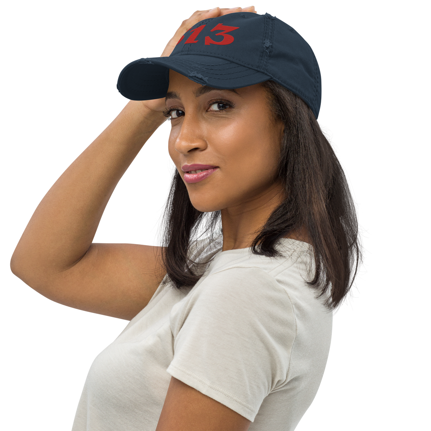 Detroit '313' Distressed Dad Hat (Angry Font) | Aliform Red