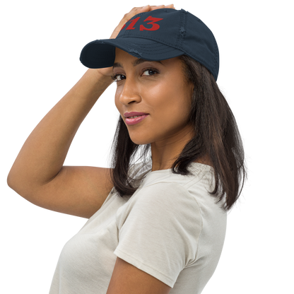 Detroit '313' Distressed Dad Hat (Angry Font) | Aliform Red