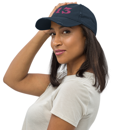 Detroit '313' Distressed Dad Hat (Angry Font) | Apple Blossom Pink