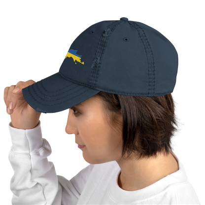 Michigan Upper Peninsula Distressed Dad Hat (Ukraine Edition)