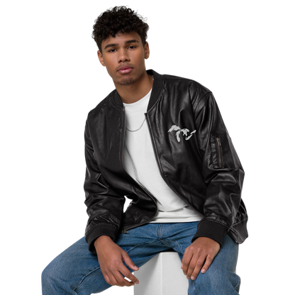 Great Lakes Bomber Jacket | Faux Leather - White