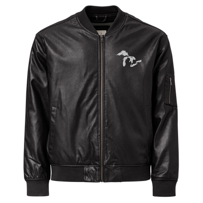 Great Lakes Bomber Jacket | Faux Leather - White