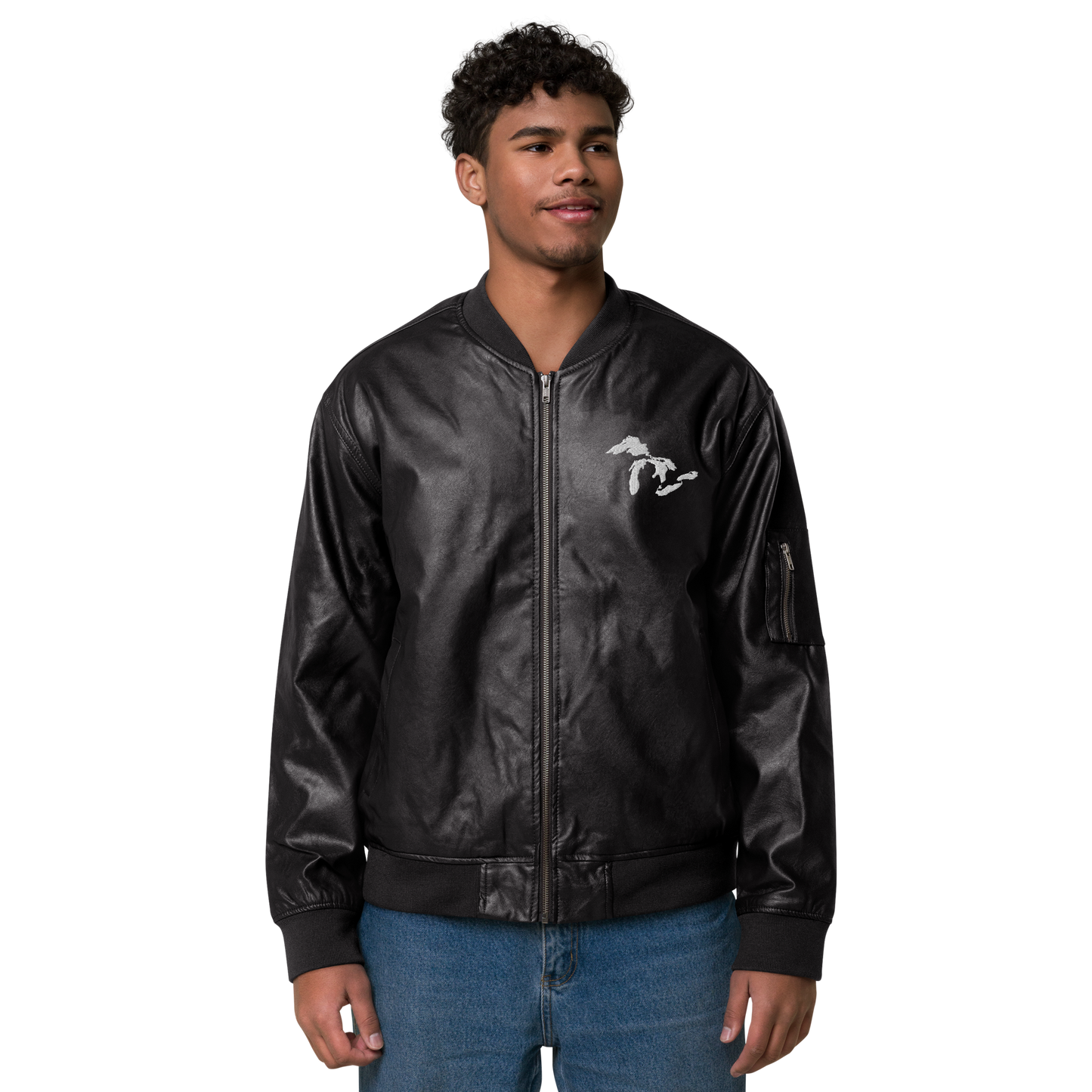 Great Lakes Bomber Jacket | Faux Leather - White