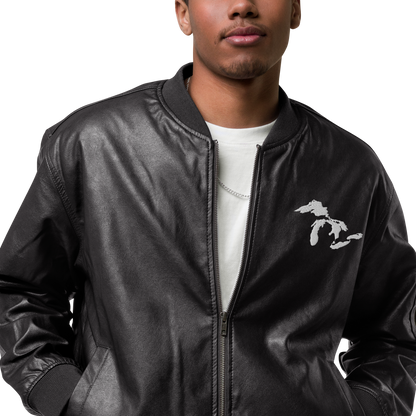 Great Lakes Bomber Jacket | Faux Leather - White