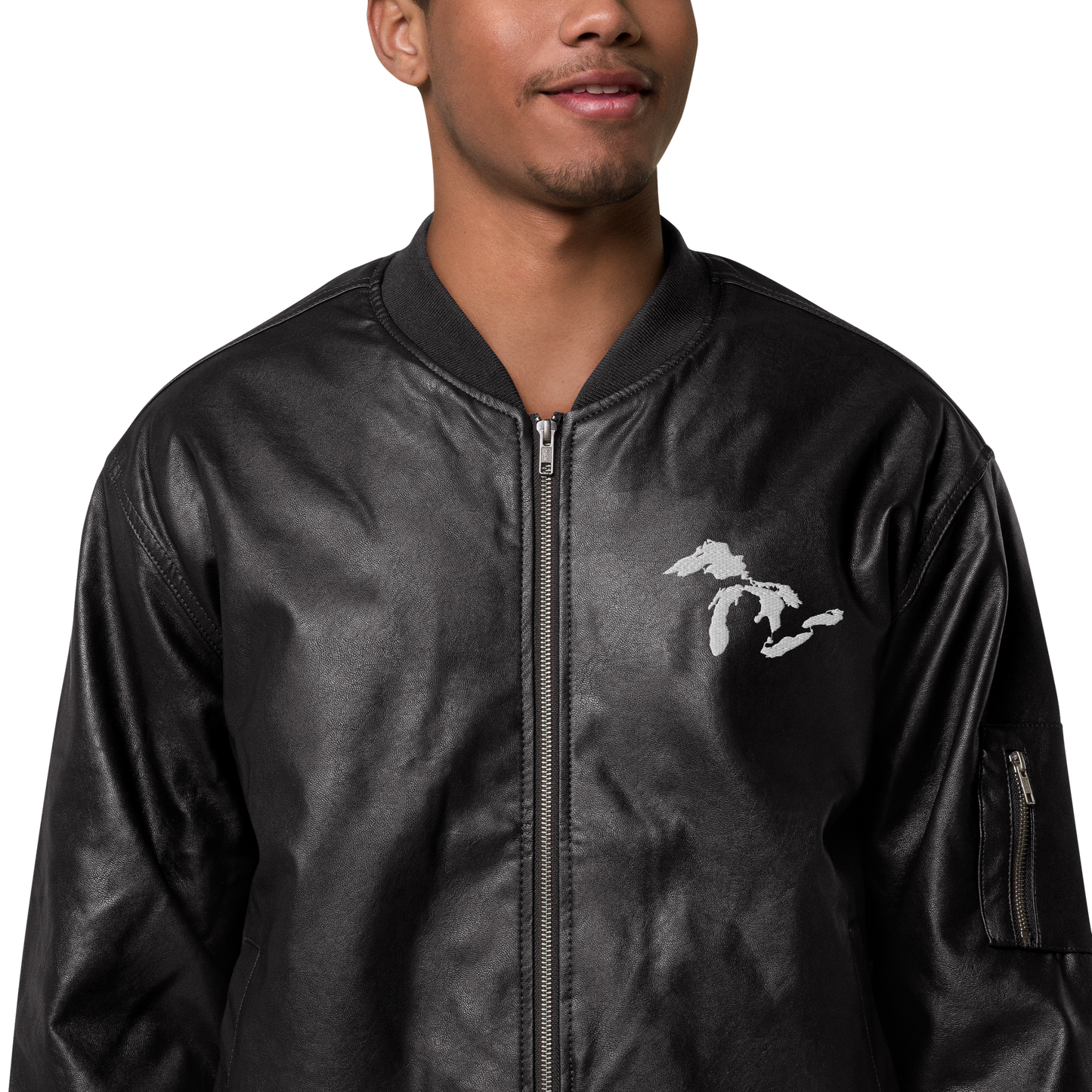 Great Lakes Bomber Jacket | Faux Leather - White