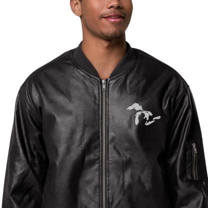 Great Lakes Bomber Jacket | Faux Leather - White