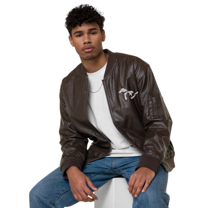 Great Lakes Bomber Jacket | Faux Leather - White