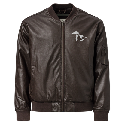 Great Lakes Bomber Jacket | Faux Leather - White