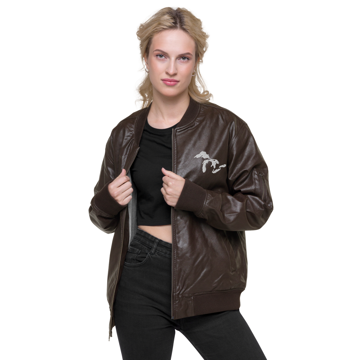 Great Lakes Bomber Jacket | Faux Leather - White