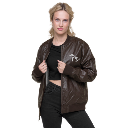 Great Lakes Bomber Jacket | Faux Leather - White