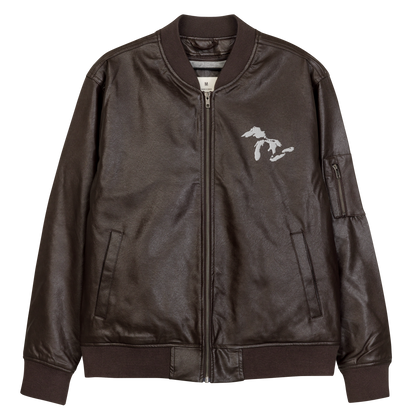 Great Lakes Bomber Jacket | Faux Leather - White